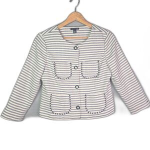Tommy Hilfiger Cropped Blazer Blue White Stripe 6 Nautical Cotton